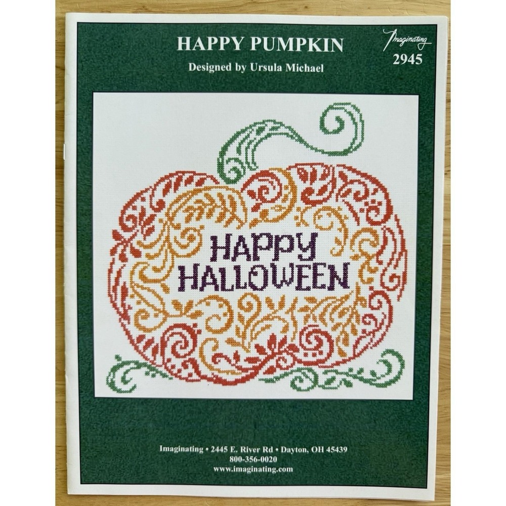 Ursula Michael Counted Cross Stitch Leaflet ~ Happy‎ Pumpkin ~ 2945